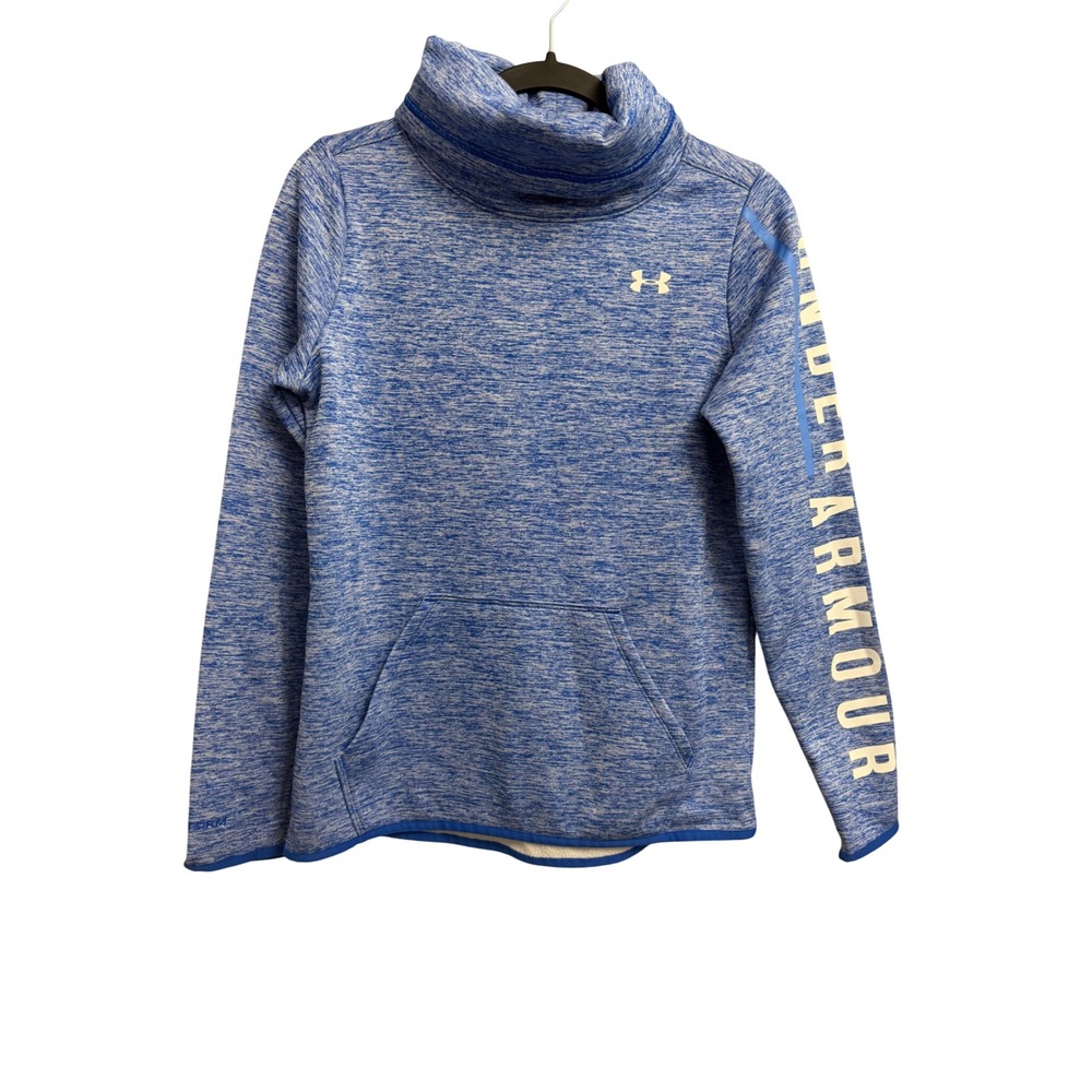Under Armour ColdGear Storm Blue Space Dye Funnel Neck Sweatshirt XS Athletic